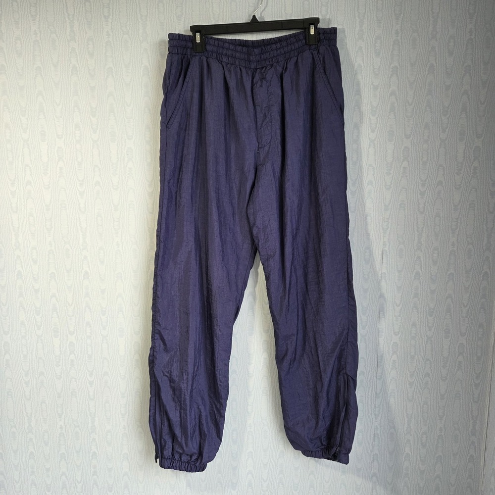 Vtg Y2K Roundtree & Yorke Track Pants‎ Mens M Lined Nylon Navy Blue Ankle Zip